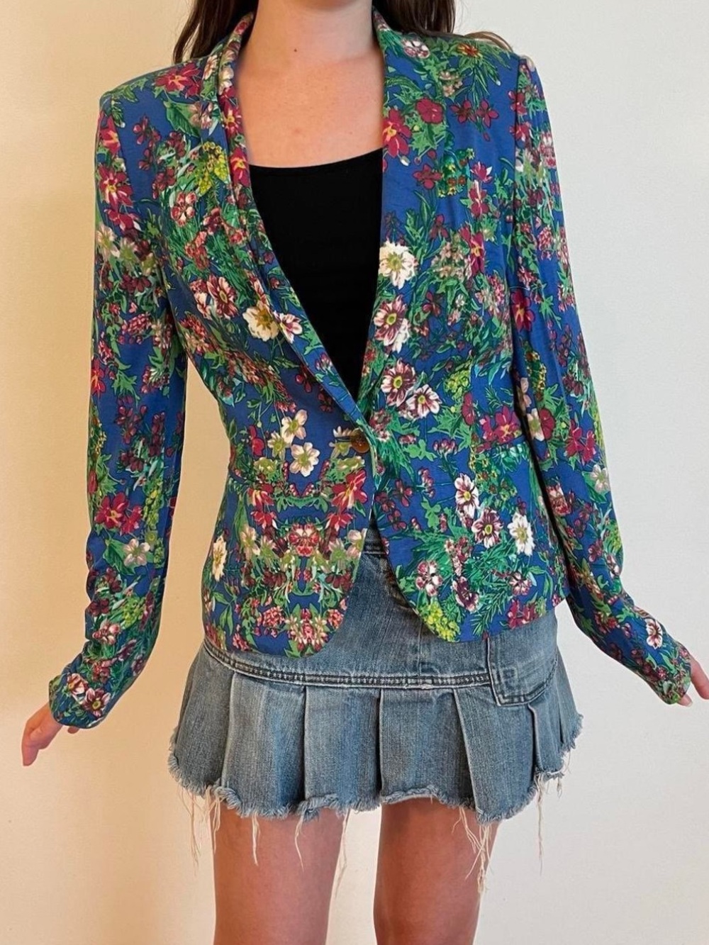 philosophy blue floral preppy blazer jacket